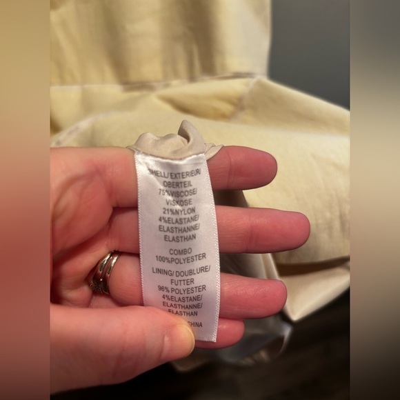 Adrianna Papell Beige Midi Dress with Subtle Stripes business casual cap sleeve - Picture 13 of 15